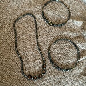 3 Necklaces metallic beads